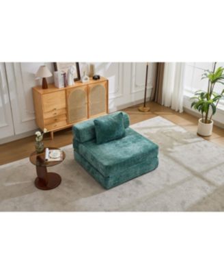 Streamdale Compression Sofa, Convertible Floor Sofa Bed, Single Seater Modular Sectional, Dark Green