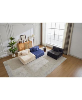 Streamdale Compression Sofa, Convertible Floor Sofa Bed, Single Seater Modular Sectional, Dark Blue