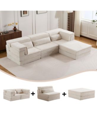 Streamdale Compression Sofa, Convertible Floor Sofa Bed, White