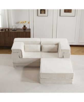 Streamdale Compression Sofa, Convertible Floor Sofa Bed, White