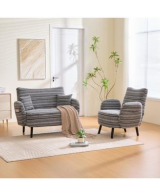 Streamdale Modern two-seater sofa with armrests, pillows, and storage pockets