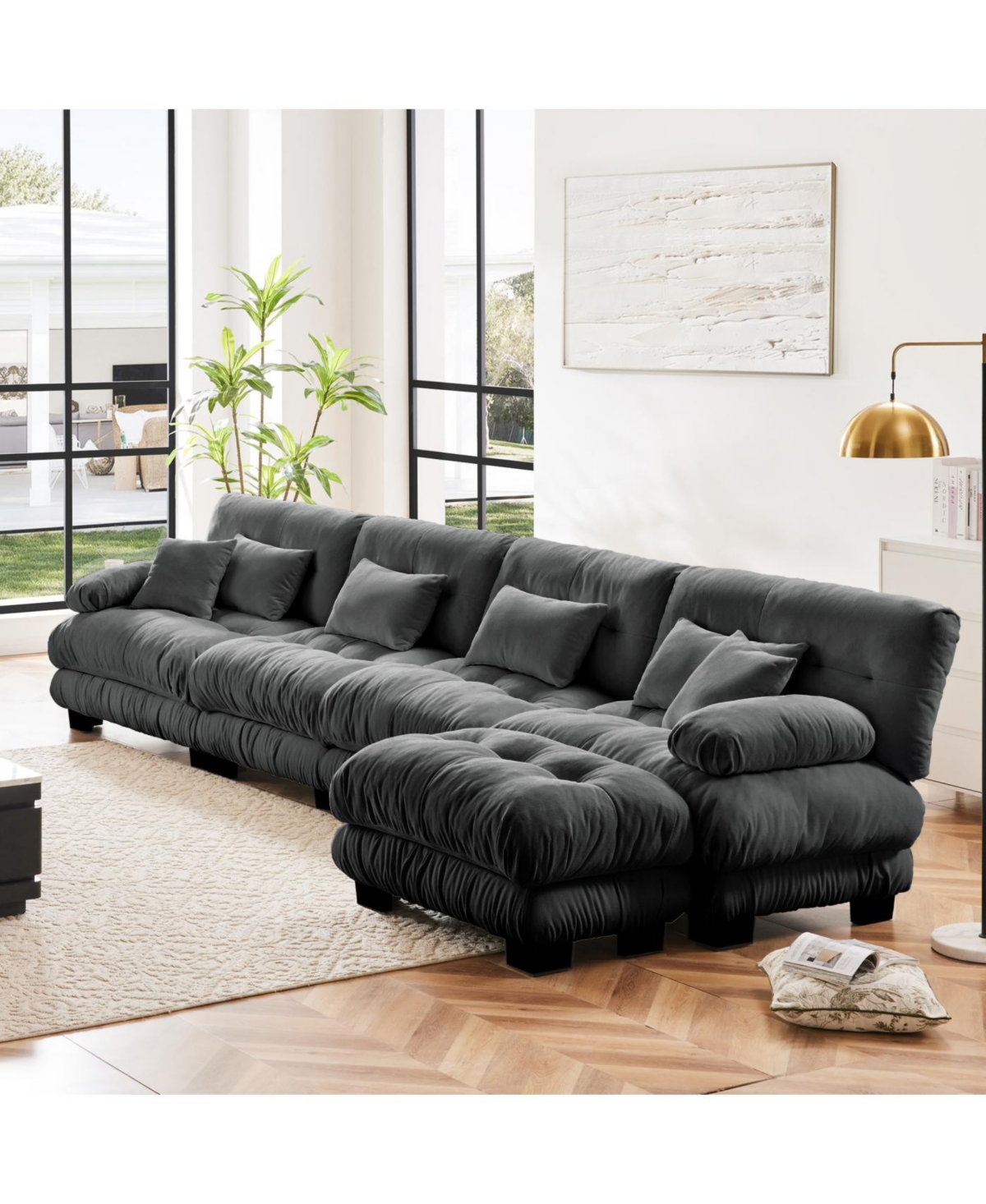 Streamdale Free Combination Modular Sectional Sofa, L-Shaped 4-Seater Cloud Couch, Gray