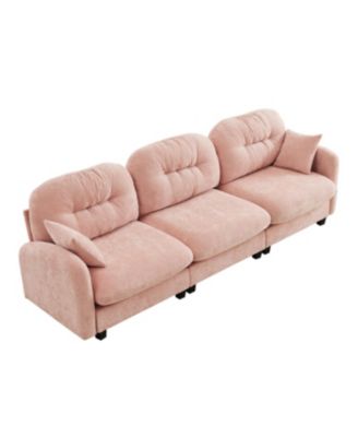 Three-Seater Modular Sectional Couch, Soft Chenille, Pink