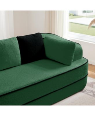 Streamdale Green Teddy Fabric Boneless Sofa with Double Chaises
