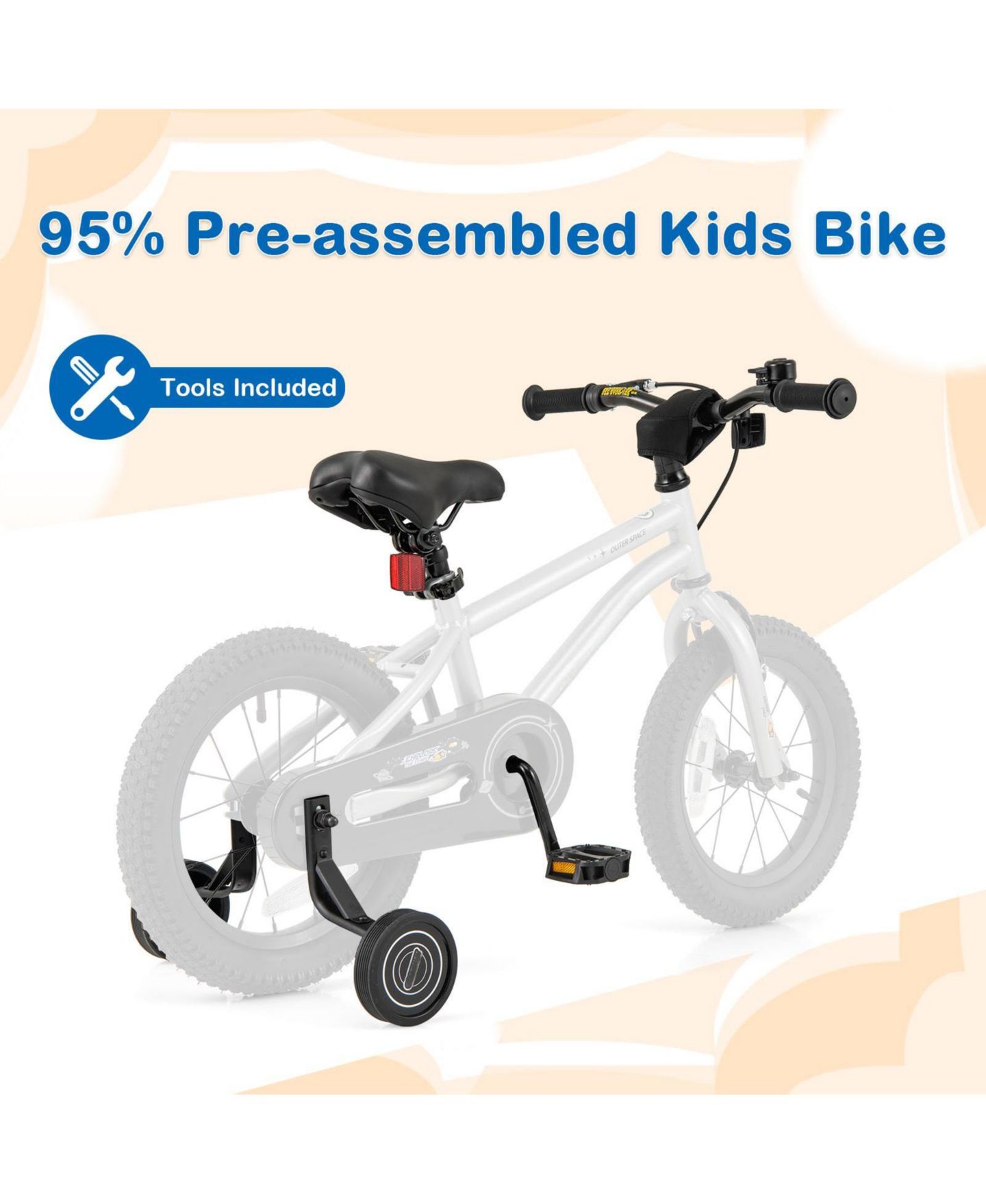 Детская игрушка HONGGE 14-Inch Kids' Bike with High-Carbon Steel Frame and Removable Training Wheels, Ages 3-5, цвет: Серебряный — фото 4