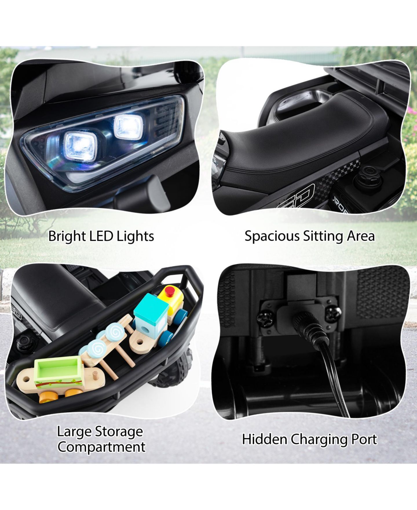 Детская игрушка HONGGE 24V Electric Ride-On Atv Quad with LED Lights, Ages 3+, цвет: Чёрный — фото 8