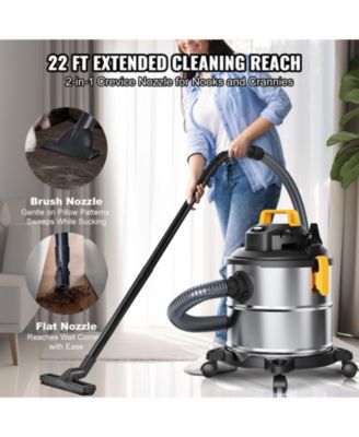 Powerful Suction Stainless Steel Wet Dry Vacuum Cleaner, 5.5-Gallon 6.5 Peak HP