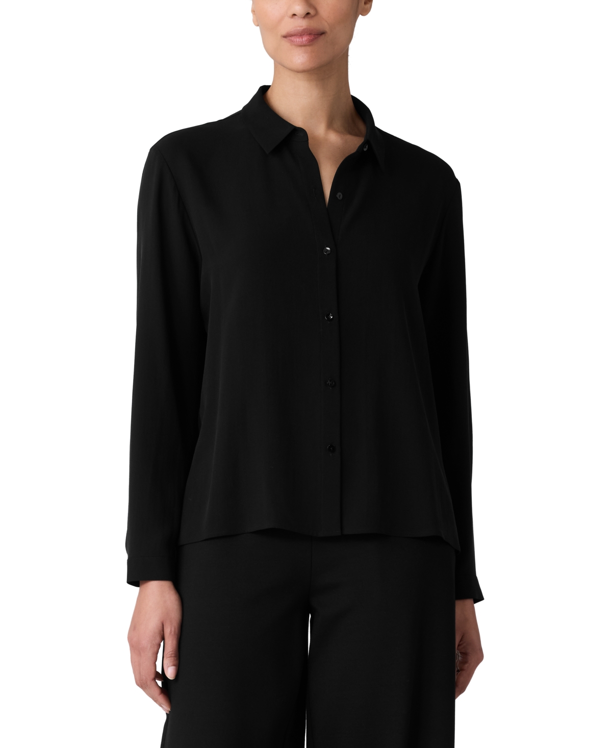 Eileen Fisher Petite Classic Collar Long-Sleeve Shirt