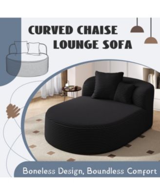 Streamdale Modern Chaise Lounge Sofa Boneless Couch 51.6" Sofa Bed Black