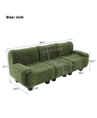 Streamdale Modern Chenille 3-Seater Sofa with Curved Armrests