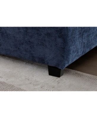 Modern Linen L-Shape Sectional Sofa with Convertible Ottoman - Blue