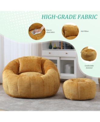 Modern Bean Bag Chair with Ottoman for Adults