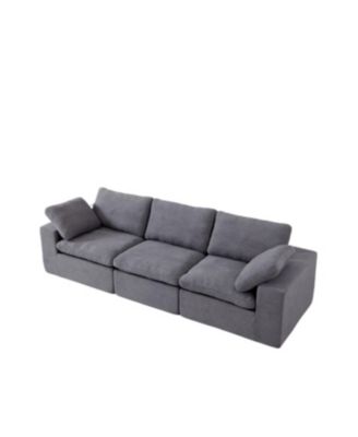 Chenille Fabric Upholstered Sofa, Oversized Comfy Cloud 3-Seater Sofa Couch, Grey