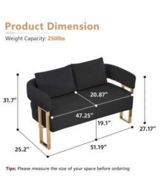 Modern Teddy Fleece Upholstered Chair with Gold Metal Legs in Black