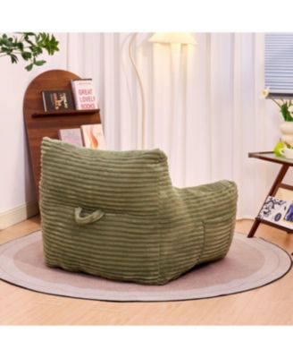 Bean Bag Chair with Armrests - Oversized Comfy Beige Lazy Floor Sofa Chair