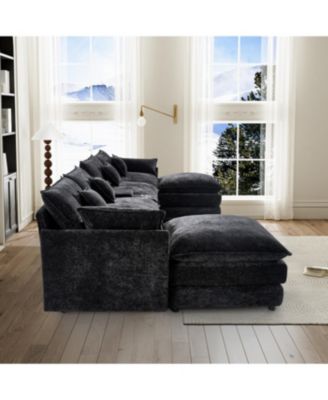 Streamdale Seven-piece sofa set with console, coffee table & 6 pillows