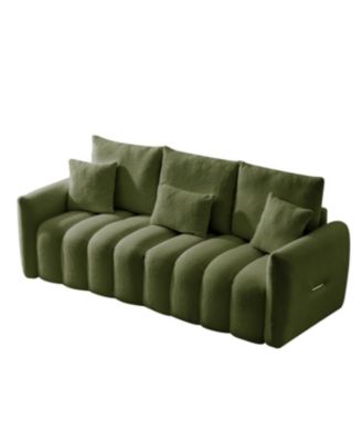 78" Teddy Fabric Sofa with 3 Pillows & Cushions, Solid Wood Frame, Oversized Chair