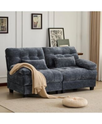 67" Loveseat with Adjustable Backrest, Chenille Fabric & 2 Pillows