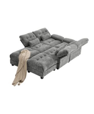 Streamdale 119" 4-Seater Sofa w/ 2 Ottomans, Adj. Backrest, 350lb/Seat, Chenille