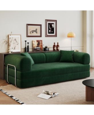 Corduroy Compression Sofa Bed with Pillow Back Support - Green