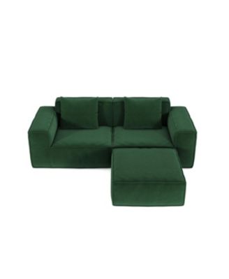 Streamdale Modular sofa bed, corduroy velvet, green