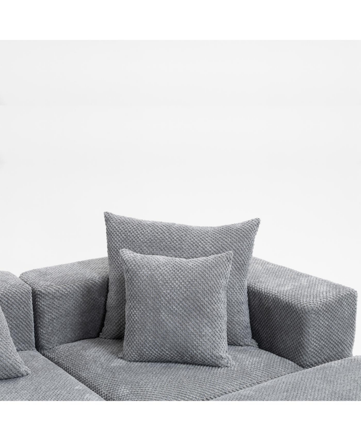 Streamdale Furniture Modular 3-Seat Chenille Sectional Sofa, Deep-Seat, Low-Profile Modern Design, Grey