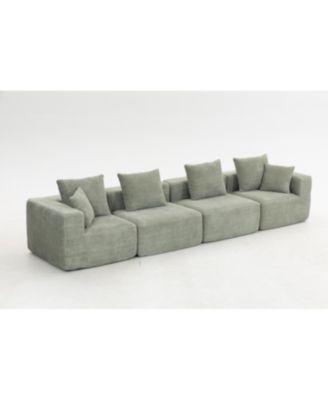 Streamdale Modular Sectional Sofa, Light Green Upholstery, 111"x74"x24