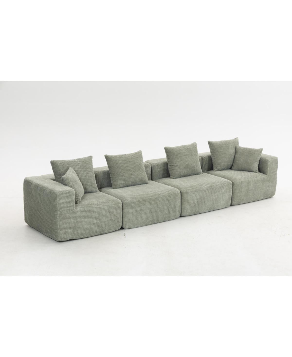 Streamdale Modular Sectional Sofa, Light Green Upholstery, 111"x74"x24