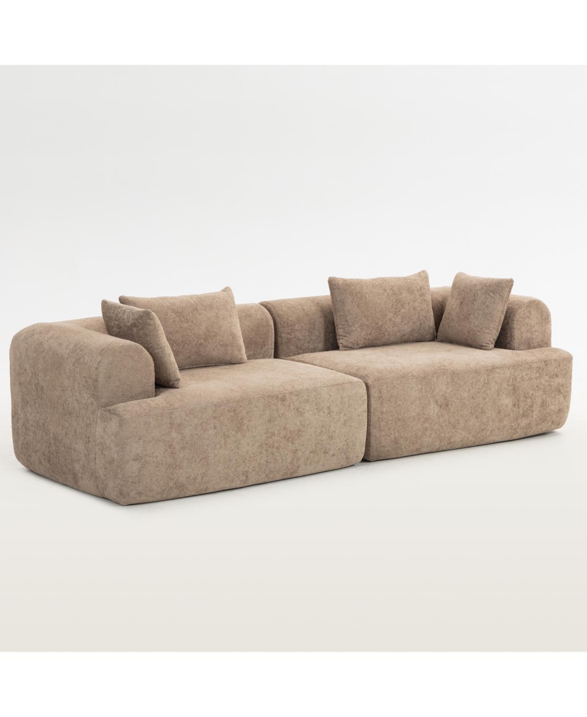 Streamdale Full-Foam Modular Sofa, 96" Boucle 2-Piece Sectional with Rounded Arms