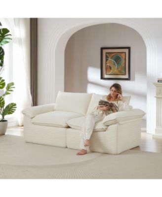 Modern corduroy cloud sofa, comfortable & combinable for living rooms.