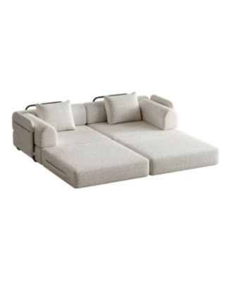 Streamdale 4-seater chenille convertible sofa bed with side storage, folding.
