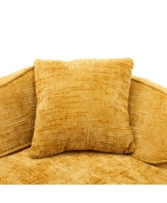 Streamdale Yellow curved two-person sofa with armrests and two pillows