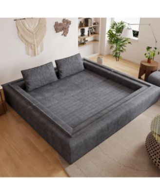Grey Sofa Bed with Rectangle Pillow and Cushions