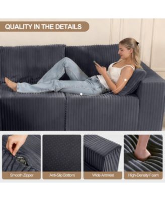 Streamdale Modular Sectional Sofa with Pillow, Cloud Couch with Chaise, L-Shape Sofa, Grey