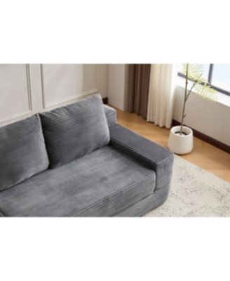 Streamdale Dark Grey Corduroy Loveseat Sofa Bed with Reversible Cushions