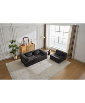 Compression Sofa, Convertible Floor Sofa Bed, Modular Sectional, Black