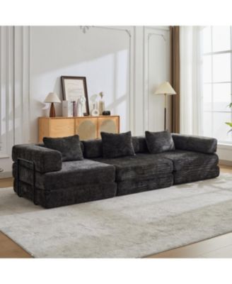 Compression Sofa, Convertible Floor Sofa Bed, Modular Sectional, Black