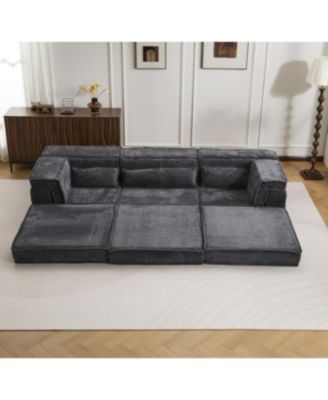 Streamdale Compression Sofa, Convertible Floor Sofa Bed, Modular Sectional, 3 Seater, Dark-Grey