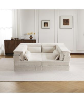 Compression Sofa, Convertible Floor Sofa Bed, White