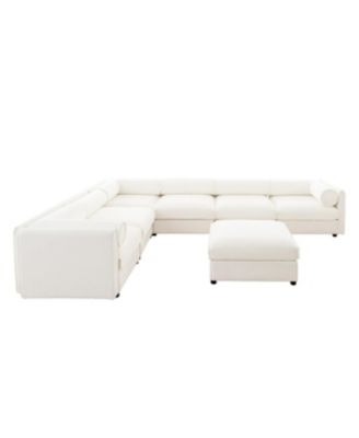 Large Modular Chenille Sectional Sofa with Storage, White
