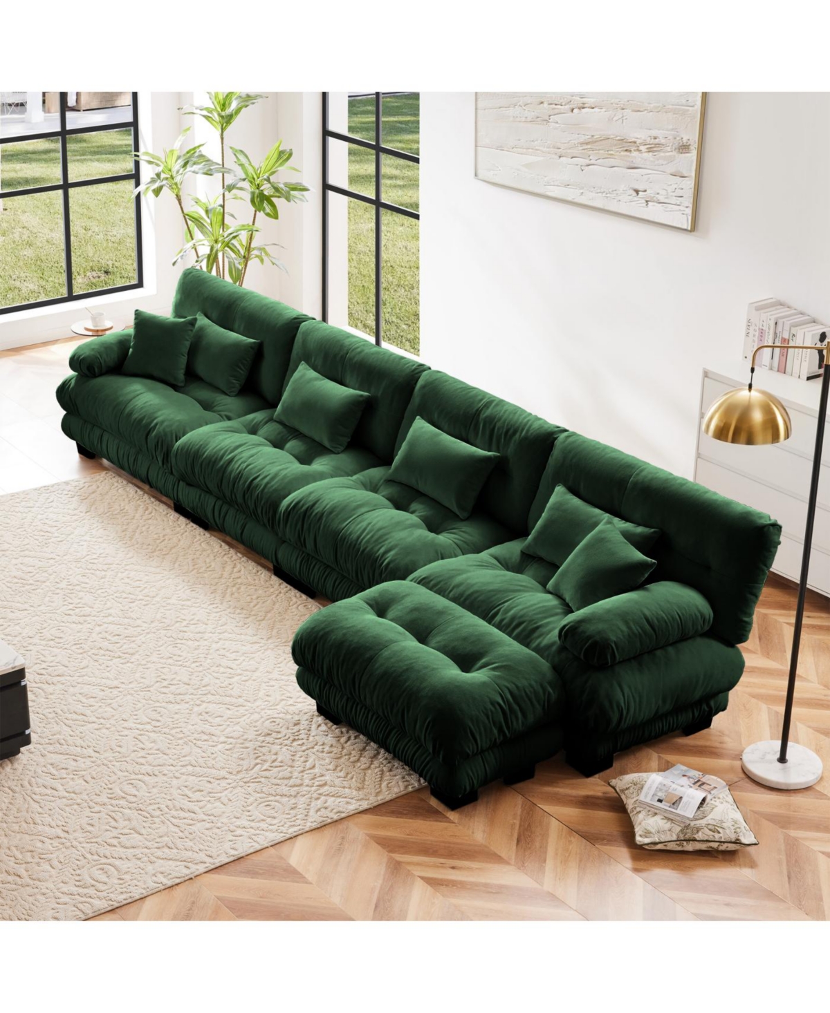 Streamdale Furniture Streamdale Free Combination Modular Sectional Sofa, L-Shaped Couch, 4-Seater Green
