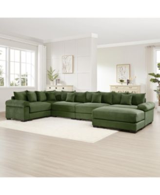 Streamdale Oversized Cloud Modular Sectional Couch with Ottoman, Green