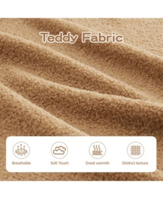 Streamdale Camel Teddy Fabric L-Shaped Chaise Sofa with High Density Sponge