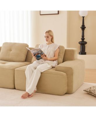 Streamdale Camel  Modern Modular Corduroy Sectional Sofa, 4-Seater Couch with Deep Seat