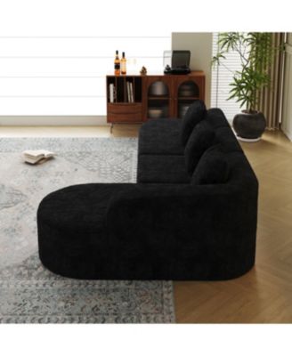 Streamdale L-shaped curved modular sofa, modern design, lychee-textured polyester fabric, curved backrest