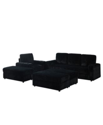 Streamdale Corduroy 3-Seater Sofa with Cup Holders for Living Room