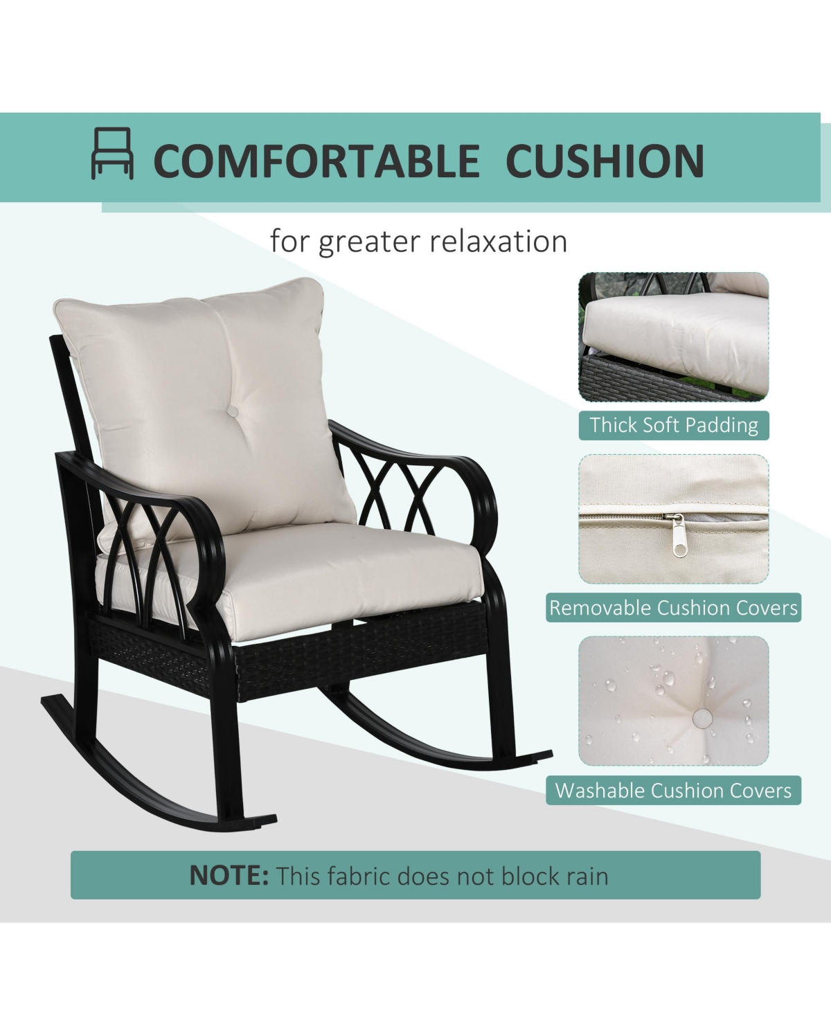 Outsunny Rat Rock Chair with Ergonomic Design, Indoor&Outdoor Aluminum