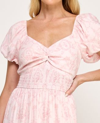 Juniors' Sweetheart Neck Twist Front Midi Dress