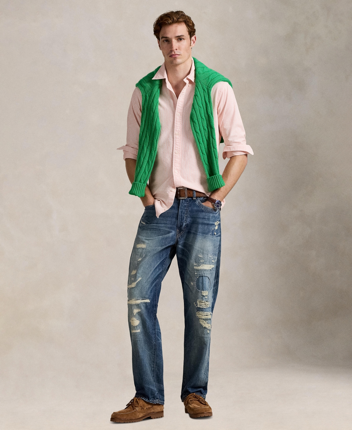 Polo Ralph Lauren Stripe Classic Fit Oxford Button-down Shirt In Pink