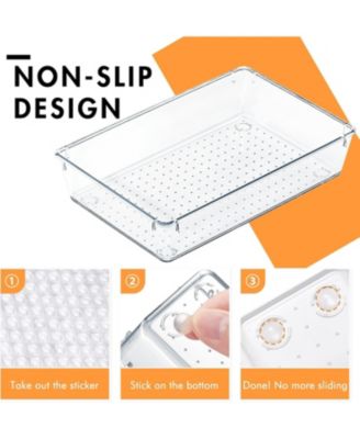 Clear Plastic Drawer Organizers with Non-Slip Silicone Base for Makeup & Bathroom 6 Pack